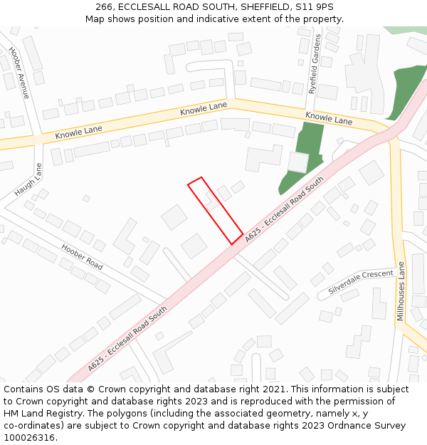 266, ECCLESALL ROAD SOUTH, SHEFFIELD, S11 9PS: Location map and indicative extent of plot
