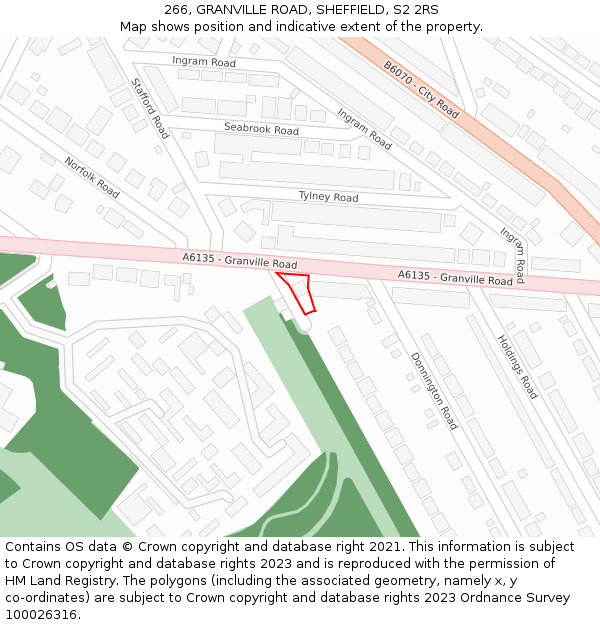 266, GRANVILLE ROAD, SHEFFIELD, S2 2RS: Location map and indicative extent of plot