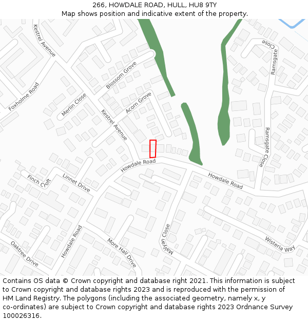 266, HOWDALE ROAD, HULL, HU8 9TY: Location map and indicative extent of plot