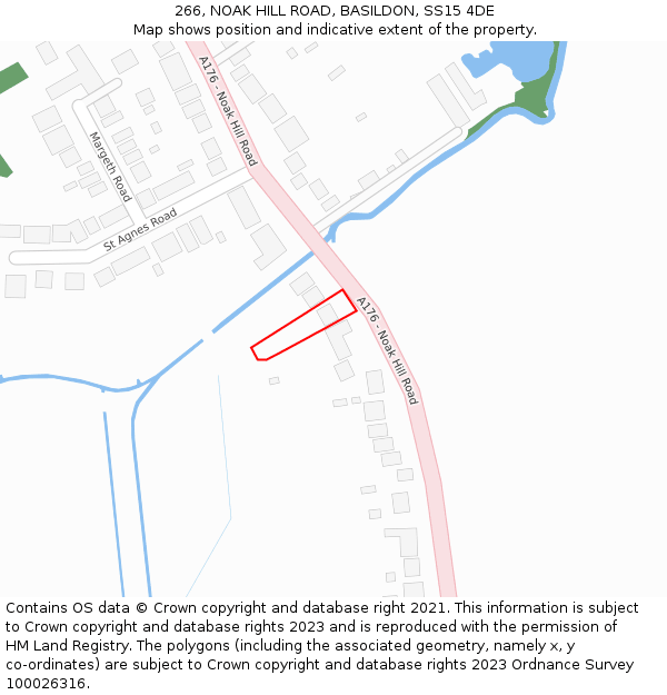 266, NOAK HILL ROAD, BASILDON, SS15 4DE: Location map and indicative extent of plot
