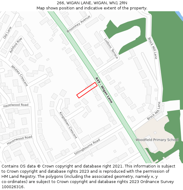 266, WIGAN LANE, WIGAN, WN1 2RN: Location map and indicative extent of plot