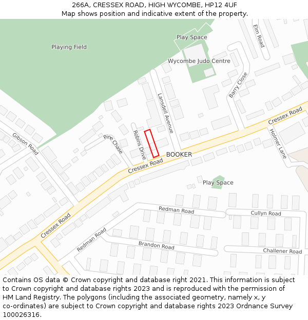 266A, CRESSEX ROAD, HIGH WYCOMBE, HP12 4UF: Location map and indicative extent of plot