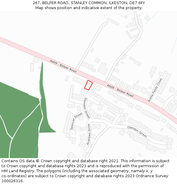 267, BELPER ROAD, STANLEY COMMON, ILKESTON, DE7 6FY: Location map and indicative extent of plot