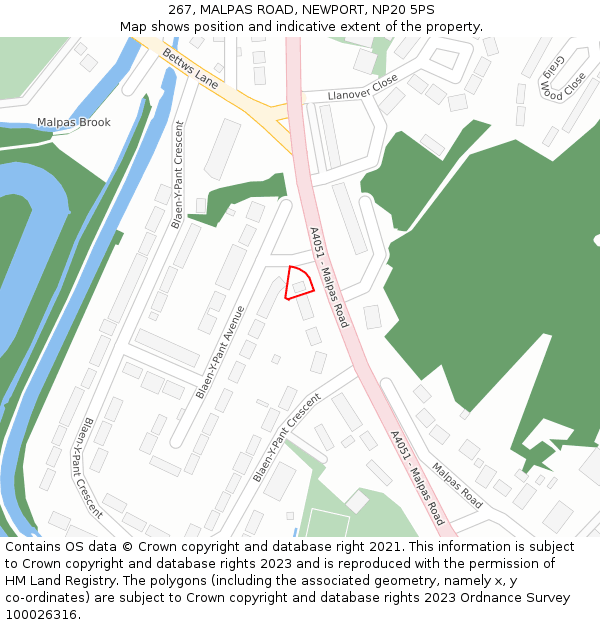 267, MALPAS ROAD, NEWPORT, NP20 5PS: Location map and indicative extent of plot