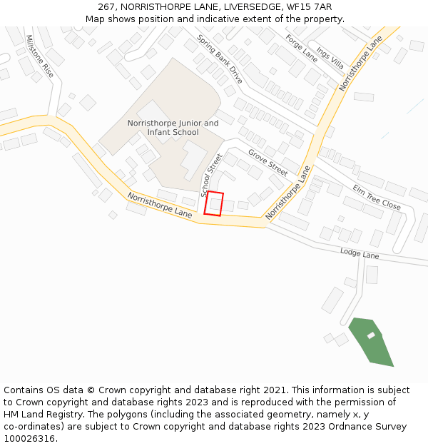 267, NORRISTHORPE LANE, LIVERSEDGE, WF15 7AR: Location map and indicative extent of plot