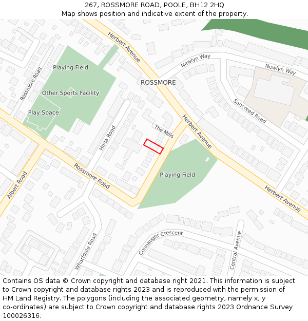 267, ROSSMORE ROAD, POOLE, BH12 2HQ: Location map and indicative extent of plot