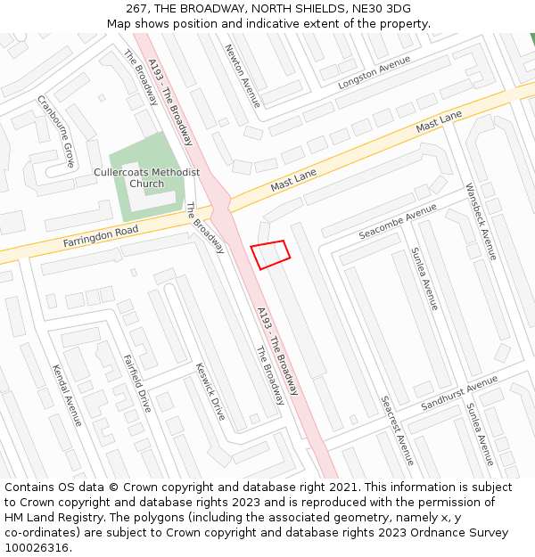 267, THE BROADWAY, NORTH SHIELDS, NE30 3DG: Location map and indicative extent of plot