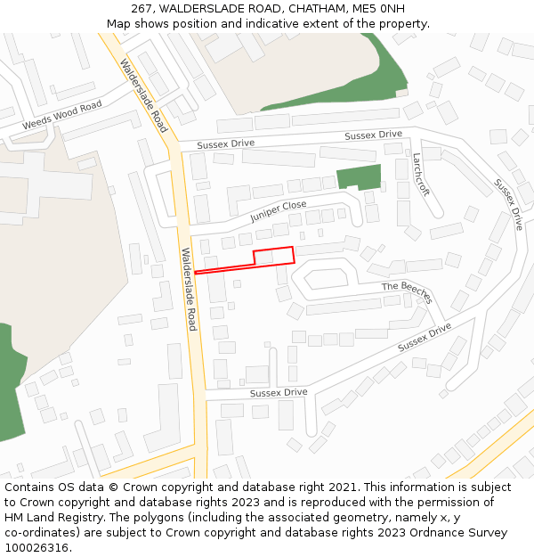 267, WALDERSLADE ROAD, CHATHAM, ME5 0NH: Location map and indicative extent of plot