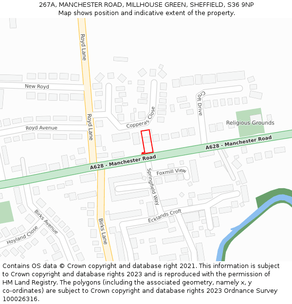 267A, MANCHESTER ROAD, MILLHOUSE GREEN, SHEFFIELD, S36 9NP: Location map and indicative extent of plot