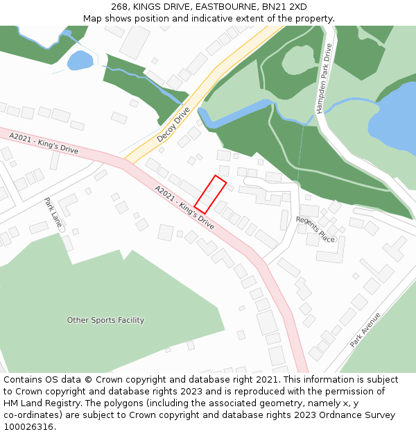 268, KINGS DRIVE, EASTBOURNE, BN21 2XD: Location map and indicative extent of plot