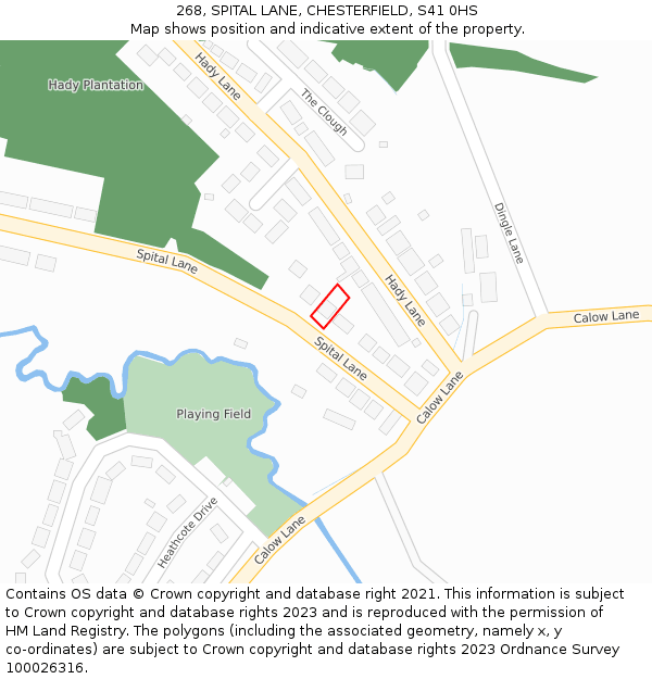 268, SPITAL LANE, CHESTERFIELD, S41 0HS: Location map and indicative extent of plot