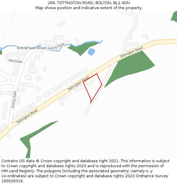 268, TOTTINGTON ROAD, BOLTON, BL2 4DN: Location map and indicative extent of plot