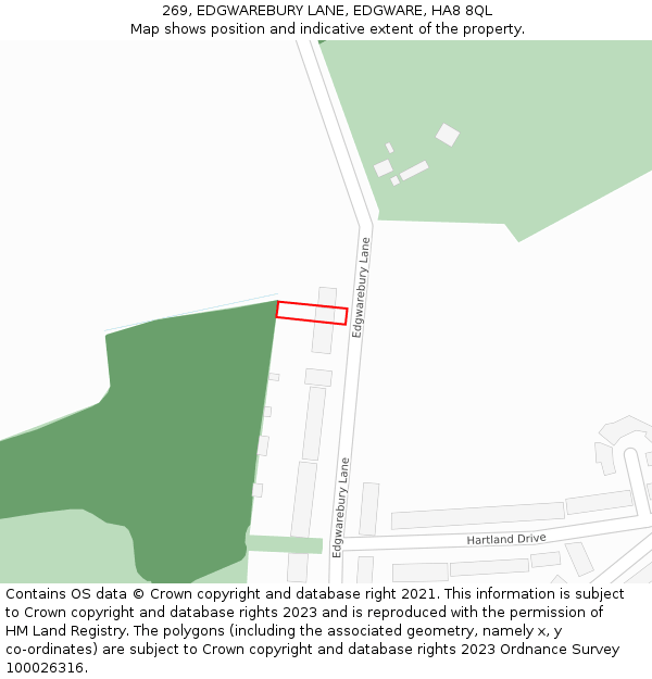 269, EDGWAREBURY LANE, EDGWARE, HA8 8QL: Location map and indicative extent of plot