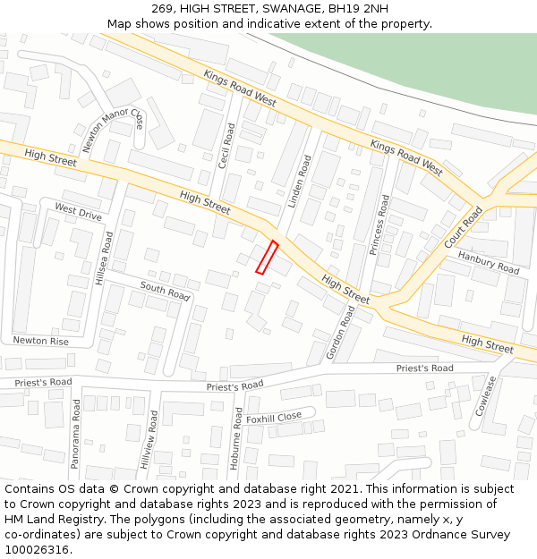 269, HIGH STREET, SWANAGE, BH19 2NH: Location map and indicative extent of plot