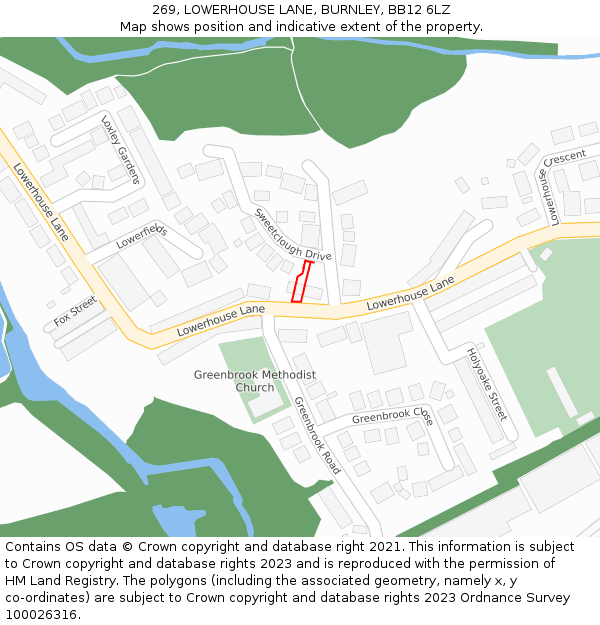 269, LOWERHOUSE LANE, BURNLEY, BB12 6LZ: Location map and indicative extent of plot