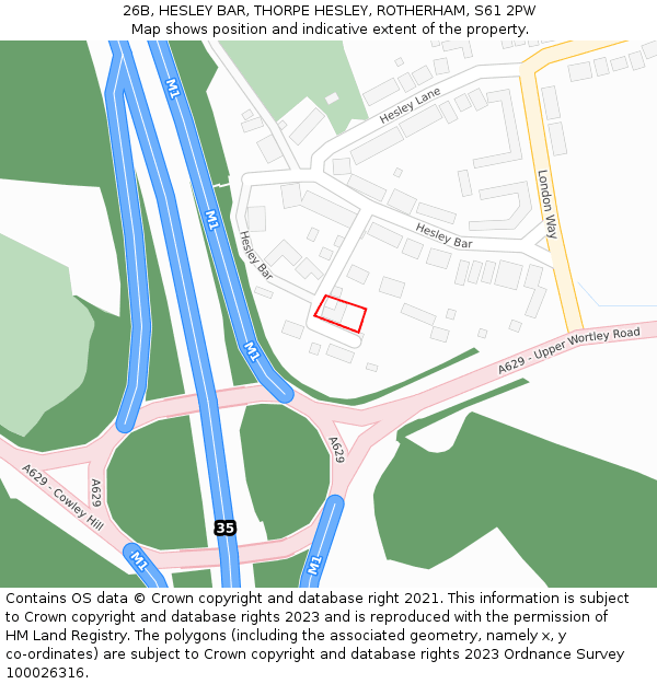 26B, HESLEY BAR, THORPE HESLEY, ROTHERHAM, S61 2PW: Location map and indicative extent of plot