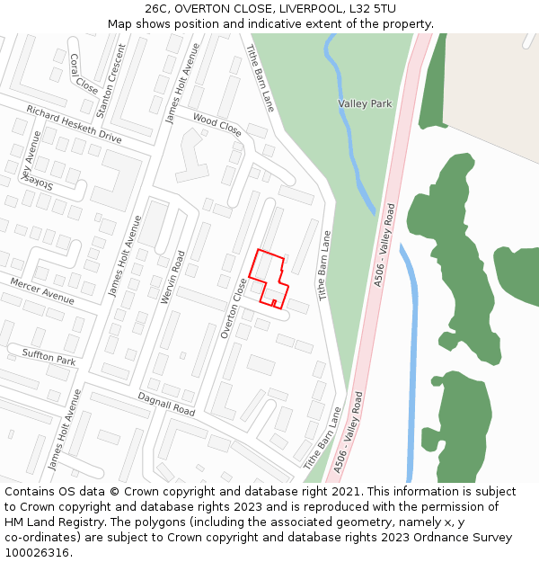 26C, OVERTON CLOSE, LIVERPOOL, L32 5TU: Location map and indicative extent of plot