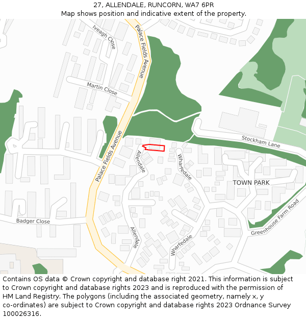 27, ALLENDALE, RUNCORN, WA7 6PR: Location map and indicative extent of plot
