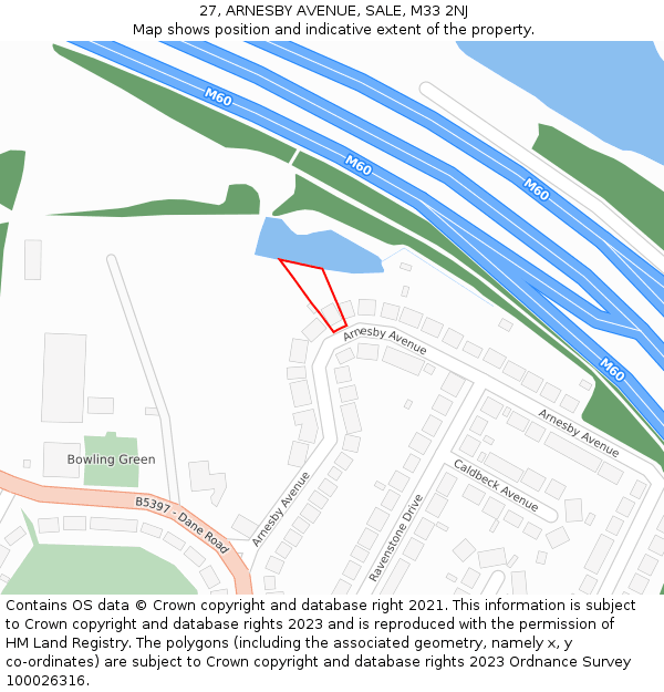 27, ARNESBY AVENUE, SALE, M33 2NJ: Location map and indicative extent of plot