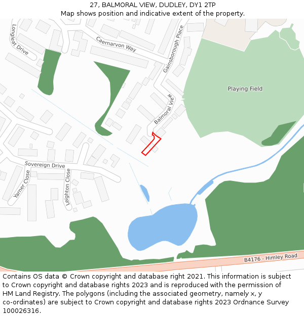 27, BALMORAL VIEW, DUDLEY, DY1 2TP: Location map and indicative extent of plot