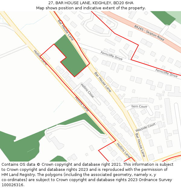 27, BAR HOUSE LANE, KEIGHLEY, BD20 6HA: Location map and indicative extent of plot