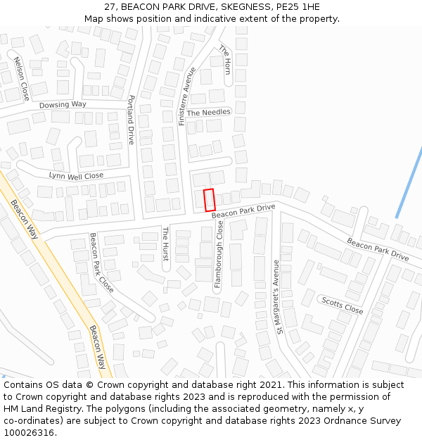 27, BEACON PARK DRIVE, SKEGNESS, PE25 1HE: Location map and indicative extent of plot