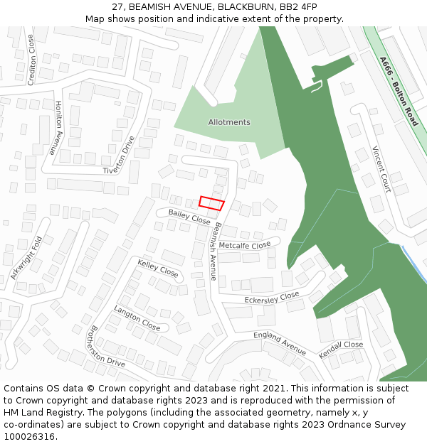 27, BEAMISH AVENUE, BLACKBURN, BB2 4FP: Location map and indicative extent of plot