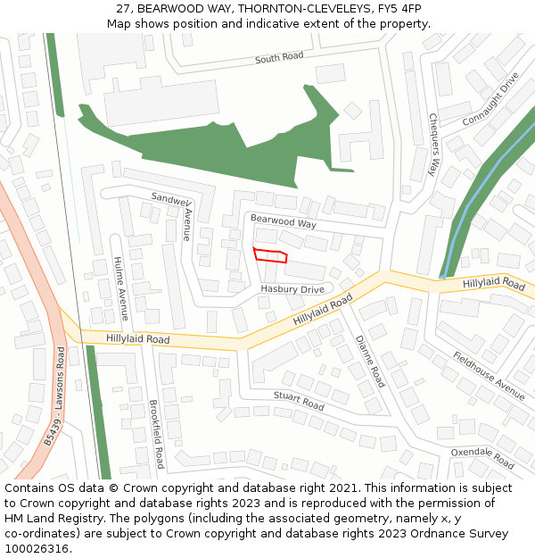 27, BEARWOOD WAY, THORNTON-CLEVELEYS, FY5 4FP: Location map and indicative extent of plot