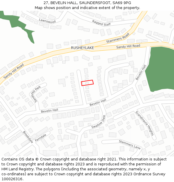 27, BEVELIN HALL, SAUNDERSFOOT, SA69 9PG: Location map and indicative extent of plot