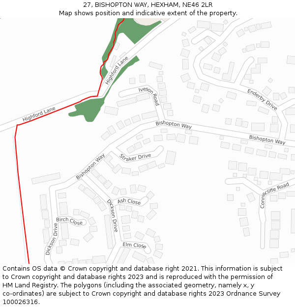 27, BISHOPTON WAY, HEXHAM, NE46 2LR: Location map and indicative extent of plot