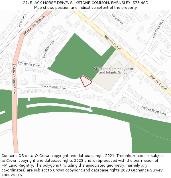 27, BLACK HORSE DRIVE, SILKSTONE COMMON, BARNSLEY, S75 4SD: Location map and indicative extent of plot