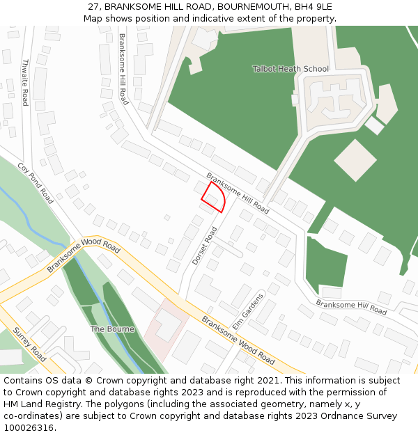 27, BRANKSOME HILL ROAD, BOURNEMOUTH, BH4 9LE: Location map and indicative extent of plot