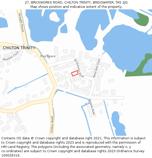 27, BRICKWORKS ROAD, CHILTON TRINITY, BRIDGWATER, TA5 2JG: Location map and indicative extent of plot