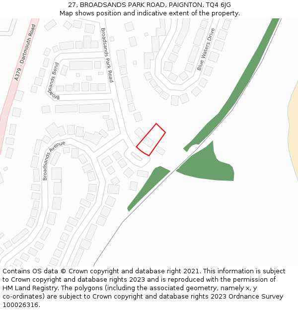 27, BROADSANDS PARK ROAD, PAIGNTON, TQ4 6JG: Location map and indicative extent of plot