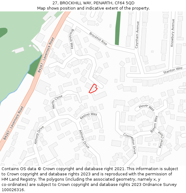 27, BROCKHILL WAY, PENARTH, CF64 5QD: Location map and indicative extent of plot