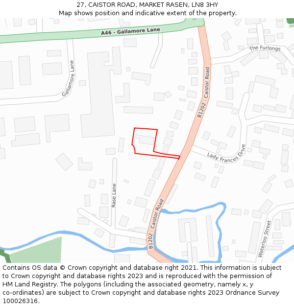 27, CAISTOR ROAD, MARKET RASEN, LN8 3HY: Location map and indicative extent of plot