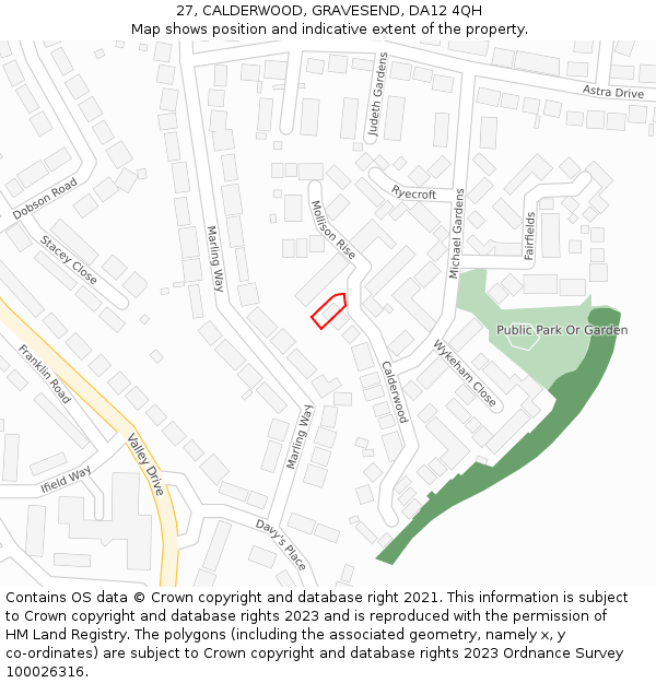27, CALDERWOOD, GRAVESEND, DA12 4QH: Location map and indicative extent of plot