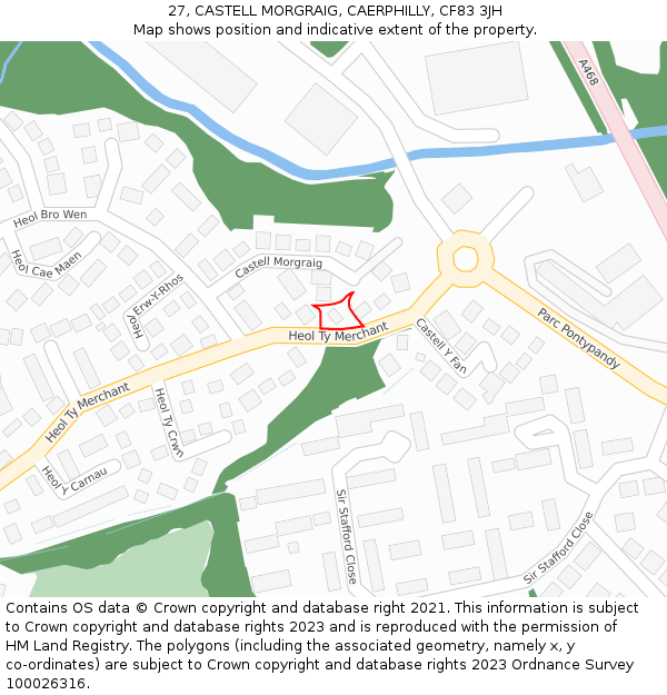 27, CASTELL MORGRAIG, CAERPHILLY, CF83 3JH: Location map and indicative extent of plot