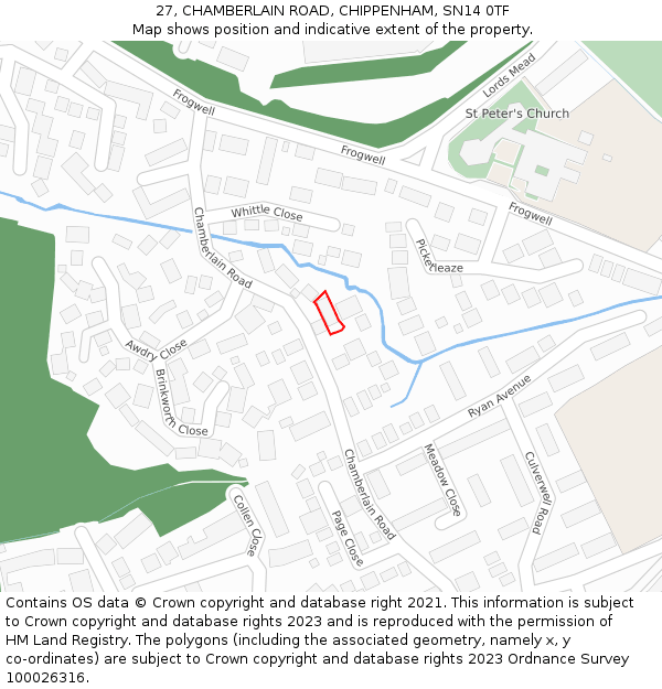 27, CHAMBERLAIN ROAD, CHIPPENHAM, SN14 0TF: Location map and indicative extent of plot