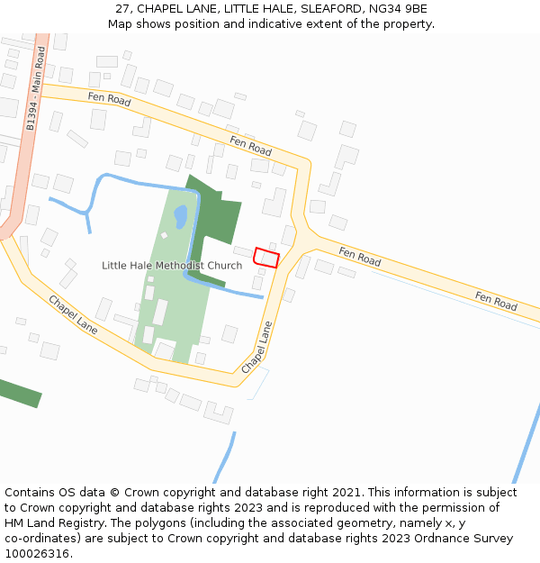 27, CHAPEL LANE, LITTLE HALE, SLEAFORD, NG34 9BE: Location map and indicative extent of plot