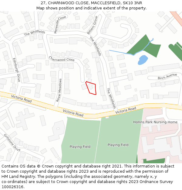 27, CHARNWOOD CLOSE, MACCLESFIELD, SK10 3NR: Location map and indicative extent of plot