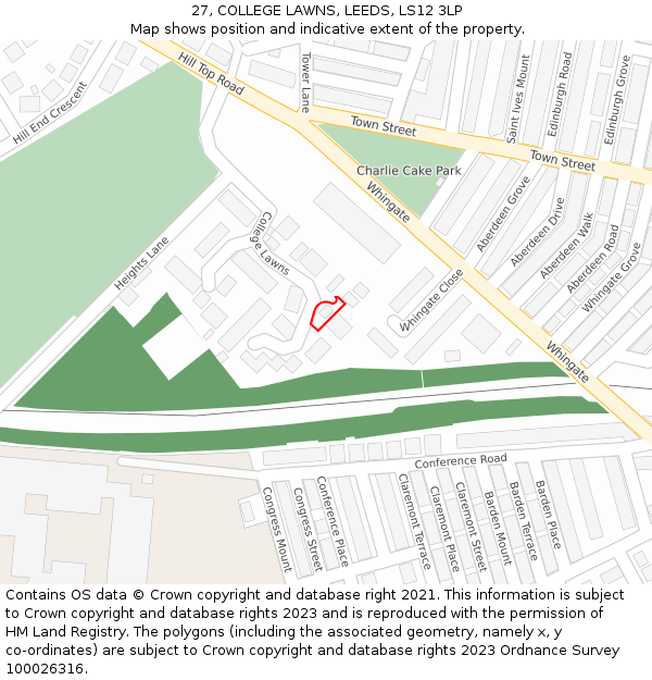 27, COLLEGE LAWNS, LEEDS, LS12 3LP: Location map and indicative extent of plot