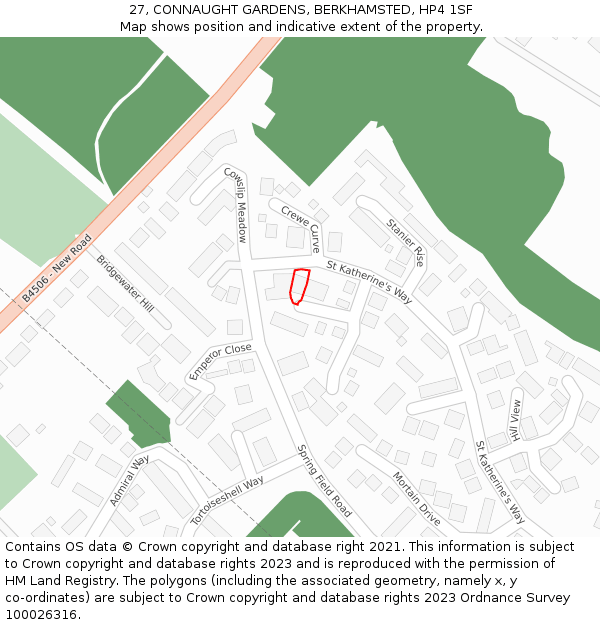 27, CONNAUGHT GARDENS, BERKHAMSTED, HP4 1SF: Location map and indicative extent of plot