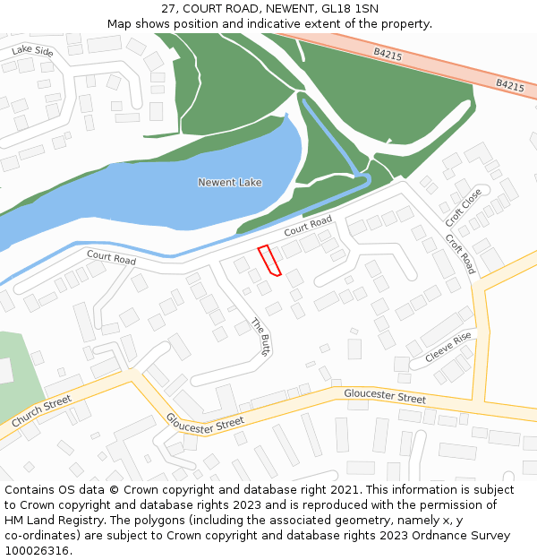 27, COURT ROAD, NEWENT, GL18 1SN: Location map and indicative extent of plot