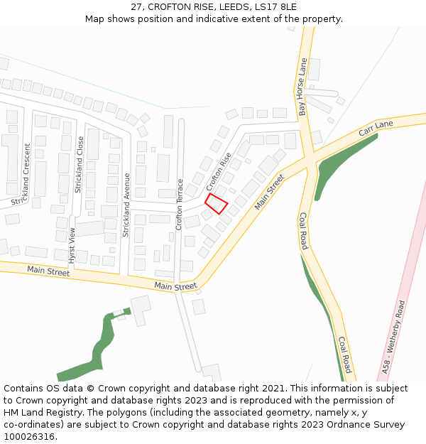 27, CROFTON RISE, LEEDS, LS17 8LE: Location map and indicative extent of plot