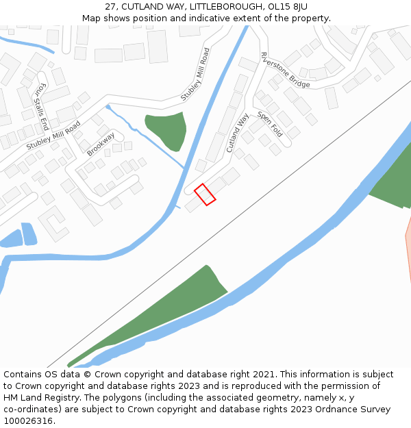 27, CUTLAND WAY, LITTLEBOROUGH, OL15 8JU: Location map and indicative extent of plot