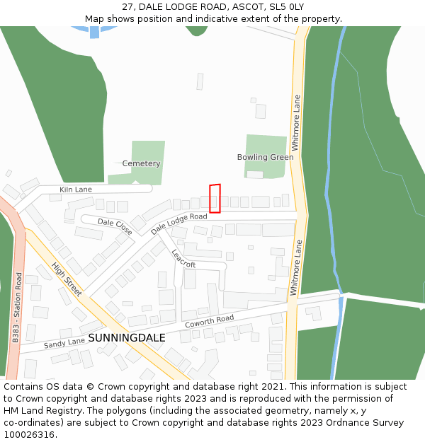 27, DALE LODGE ROAD, ASCOT, SL5 0LY: Location map and indicative extent of plot