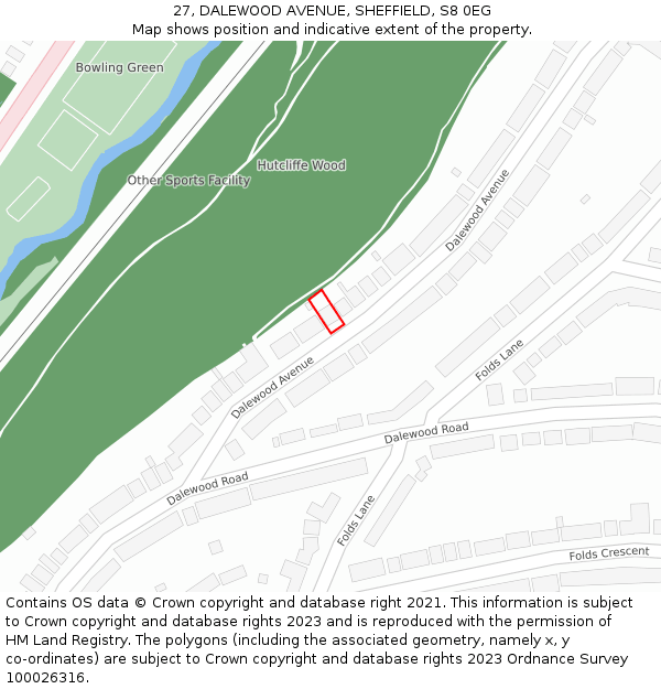 27, DALEWOOD AVENUE, SHEFFIELD, S8 0EG: Location map and indicative extent of plot