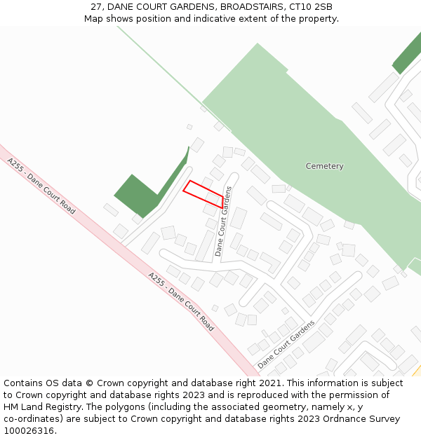 27, DANE COURT GARDENS, BROADSTAIRS, CT10 2SB: Location map and indicative extent of plot