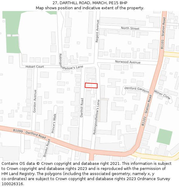 27, DARTHILL ROAD, MARCH, PE15 8HP: Location map and indicative extent of plot